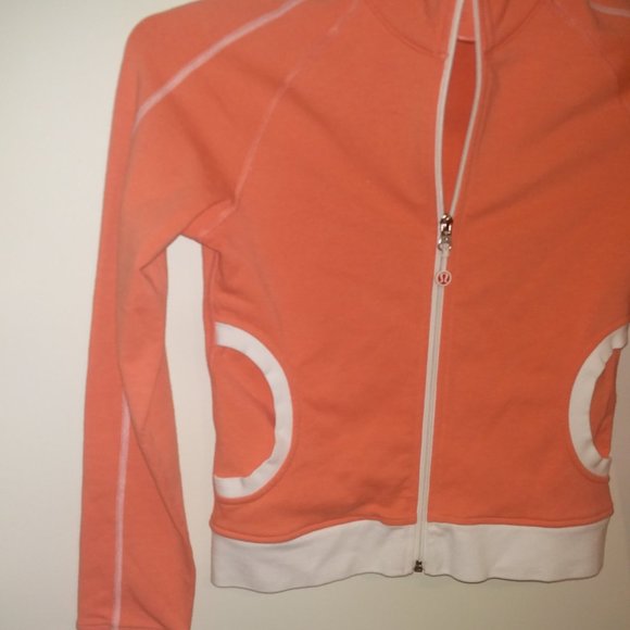 Lululemon Athletica Orange and White Jacket 6 - Picture 6 of 12